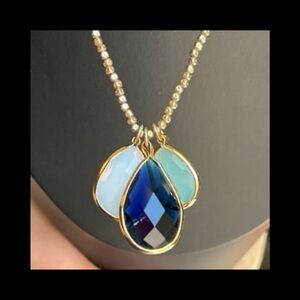 LOFT Gold Necklace with Black, White, and Green Pendants